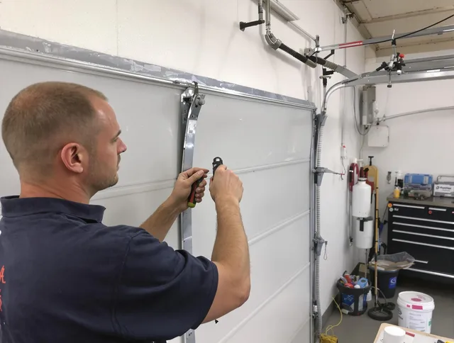 Before and after garage door dent repair by Manhattan Beach Garage Door Repair in Manhattan Beach
