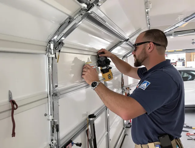 Manhattan Beach Garage Door Repair technician quieting a noisy garage door in Manhattan Beach