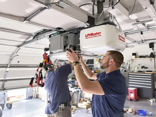 Manhattan Beach Garage Door Repair technician performing advanced diagnostics on garage opener in Manhattan Beach