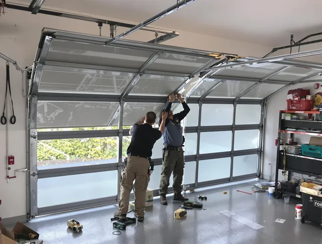 Manhattan Beach Garage Door Repair expert performing precise panel replacement on Manhattan Beach garage door